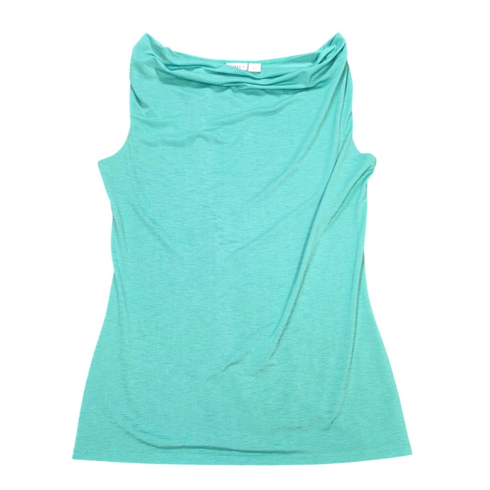 Cato Sleeveless Knit Tank Top Women's Size Medium Teal Green Cowl Neck Stretch